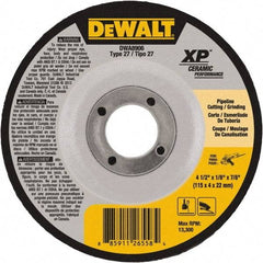 DeWALT - 24 Grit, 4-1/2" Wheel Diam, 7/8" Arbor Hole, Type 27 Depressed Center Wheel - Coarse/Medium Grade, Ceramic, N Hardness, 13,300 Max RPM - USA Tool & Supply