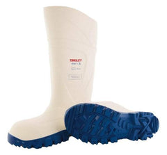 Tingley - Unisex Size 14 Medium Width Steel Knee Boot - White, Blue, Polyurethane Upper, Polyurethane Outsole, 15" High, Pull-On - USA Tool & Supply