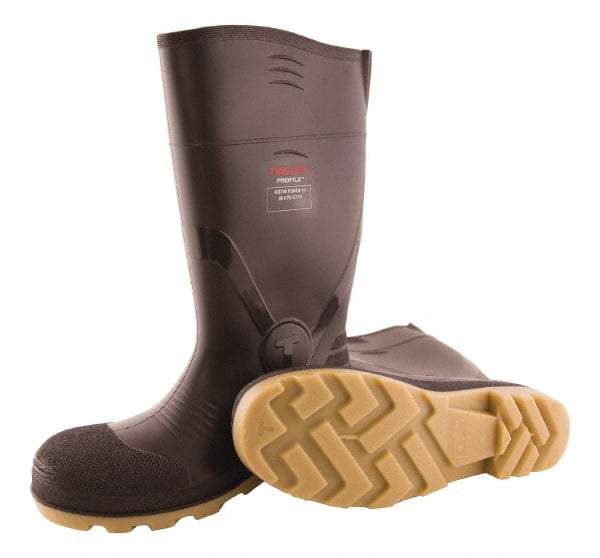 Tingley - Unisex Size 3 Medium Width Composite Knee Boot - Brown, Crepe, PVC Upper, PVC Outsole, 15" High, Pull-On - USA Tool & Supply