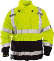 Tingley - Size 4XL High Visibility Jacket - Lime, Black, Polyurethane & Denier Polyester, Zipper Closure - USA Tool & Supply