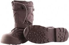Tingley - Men's L (Women's XL) Traction Overboots - 14" High, Plain Toe, Cleated & Studded Sole, Rubber Upper, Black, 100% Liquid Proof, Reflective - USA Tool & Supply