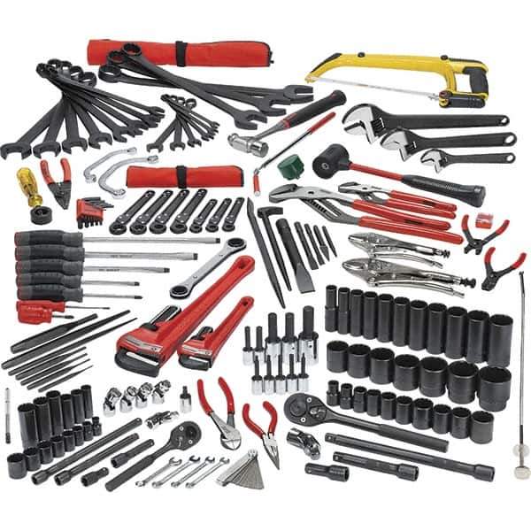 Proto - 172 Piece 1/4, 3/8 & 1/2" Drive Mechanic's Tool Set - Comes in Roller Cabinet - USA Tool & Supply