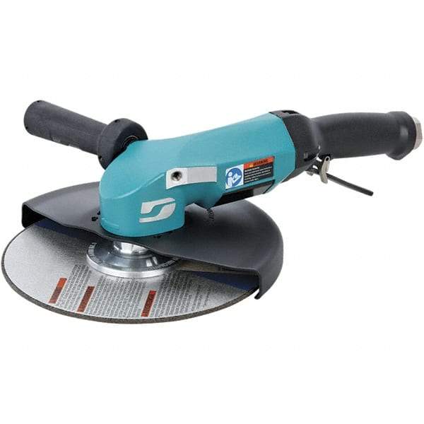 Dynabrade - 9" Wheel Diam, 6,500 RPM, Pneumatic Angle & Disc Grinder - 5/8-11 Spindle, 115 CFM, Adjustable Exhaust - USA Tool & Supply