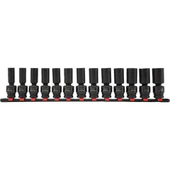 Blackhawk by Proto - 13 Piece 1/2" Drive Deep Well Impact Socket Set - 6 Points, 12mm to 24mm Range, Metric Measurement Standard - USA Tool & Supply
