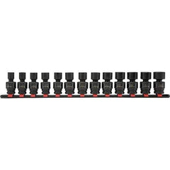 Blackhawk by Proto - 13 Piece 13/8" Drive Deep Well Impact Socket Set - 6 Points, 7 to 19mm Range, Metric Measurement - USA Tool & Supply