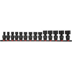 Blackhawk by Proto - 14 Piece 1/2" Drive Impact Socket Set - 6 Points, 7/16" to 1-1/4" Range, Inch Measurement Standard - USA Tool & Supply