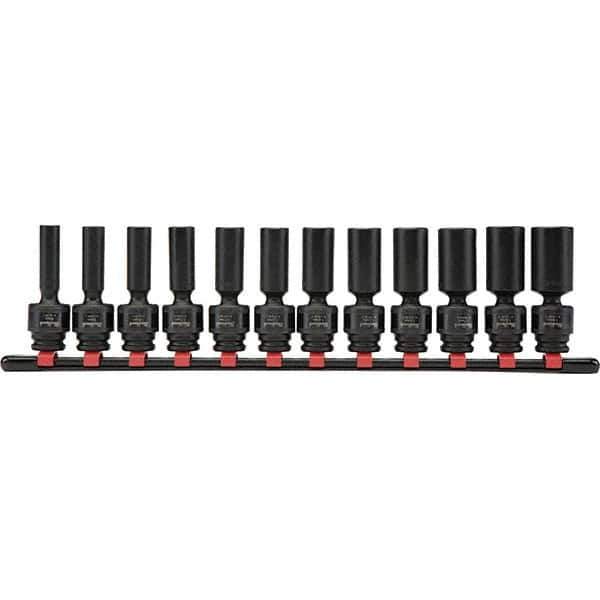 Blackhawk by Proto - 12 Piece 3/8" Drive Deep Well Impact Socket Set - 6 Points, 8mm to 19mm Range, Metric Measurement Standard - USA Tool & Supply