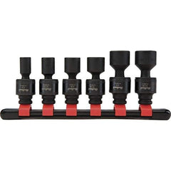 Blackhawk by Proto - 6 Piece 1/4" Drive Deep Well Impact Socket Set - 6 Points, 1/4" to 9/16" Range, Inch Measurement Standard - USA Tool & Supply