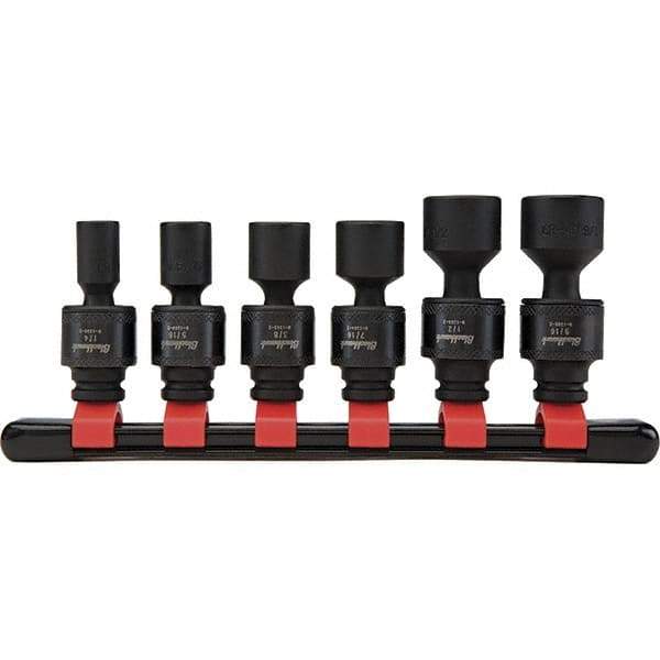 Blackhawk by Proto - 6 Piece 1/4" Drive Impact Socket Set - 6 Points, 1/4" to 9/16" Range, Inch Measurement Standard - USA Tool & Supply