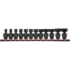 Blackhawk by Proto - 12 Piece 3/8" Drive Impact Socket Set - 6 Points, 5/16" to 1" Range, Inch Measurement Standard - USA Tool & Supply