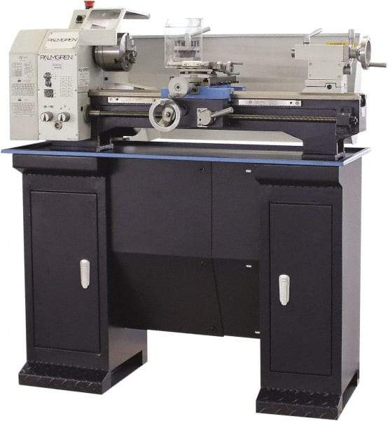 Palmgren - 10" Swing, 21-5/8" Between Centers, 115 Volt, Single Phase Bench Lathe - 4MT Taper, 1 hp, 150 to 2,400 RPM, 1" Bore Diam, 23" Deep x 19" High x 50" Long - USA Tool & Supply