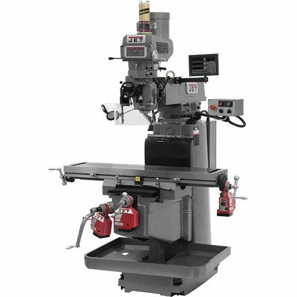 Jet - 54" Table Width x 12" Table Length, Variable Speed Pulley Control, 3 Phase Knee Milling Machine - NST40 Spindle Taper, 5 hp - USA Tool & Supply