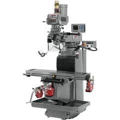 Jet - 54" Table Width x 12" Table Length, Variable Speed Pulley Control, 3 Phase Knee Milling Machine - R8 Spindle Taper, 5 hp - USA Tool & Supply