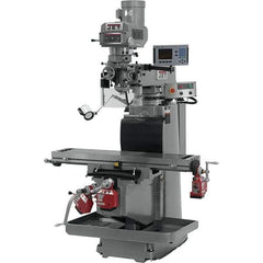 Jet - 54" Table Width x 12" Table Length, Variable Speed Pulley Control, 3 Phase Knee Milling Machine - R8 Spindle Taper, 5 hp - USA Tool & Supply