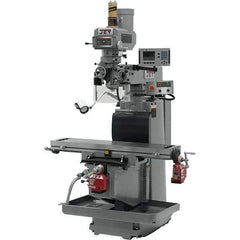 Jet - 54" Table Width x 12" Table Length, Variable Speed Pulley Control, 3 Phase Knee Milling Machine - R8 Spindle Taper, 5 hp - USA Tool & Supply