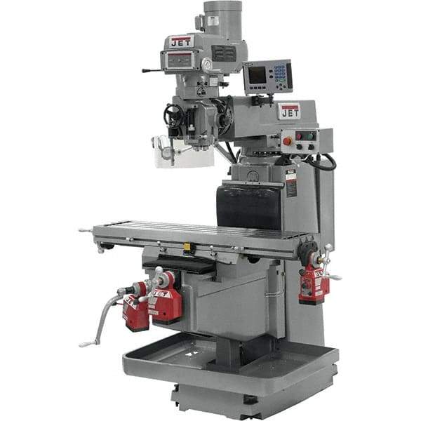 Jet - 54" Table Width x 12" Table Length, Variable Speed Pulley Control, 3 Phase Knee Milling Machine - NST40 Spindle Taper, 5 hp - USA Tool & Supply