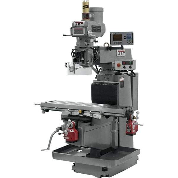 Jet - 54" Table Width x 12" Table Length, Variable Speed Pulley Control, 3 Phase Knee Milling Machine - NST40 Spindle Taper, 5 hp - USA Tool & Supply