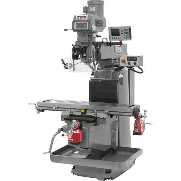 Jet - 54" Table Width x 12" Table Length, Variable Speed Pulley Control, 3 Phase Knee Milling Machine - NST40 Spindle Taper, 5 hp - USA Tool & Supply