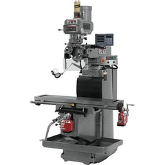 Jet - 54" Table Width x 12" Table Length, Variable Speed Pulley Control, 3 Phase Knee Milling Machine - R8 Spindle Taper, 5 hp - USA Tool & Supply