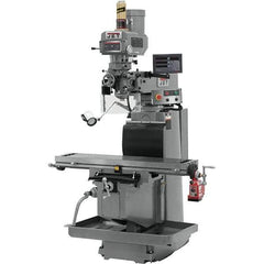 Jet - 54" Table Width x 12" Table Length, Variable Speed Pulley Control, 3 Phase Knee Milling Machine - R8 Spindle Taper, 5 hp - USA Tool & Supply