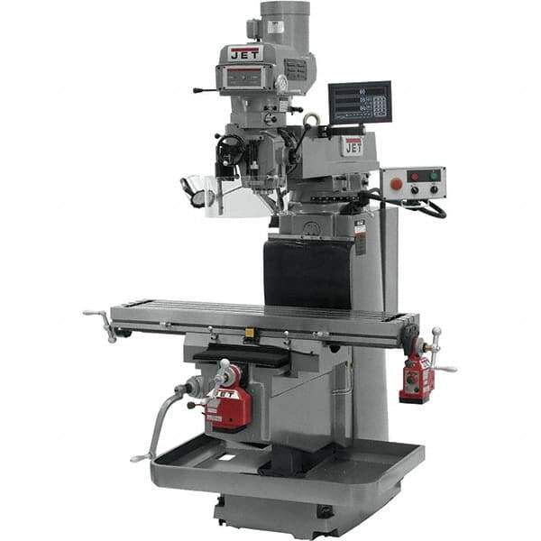 Jet - 54" Table Width x 12" Table Length, Electronic Variable Speed Control, 3 Phase Knee Milling Machine - NST40 Spindle Taper, 5 hp - USA Tool & Supply