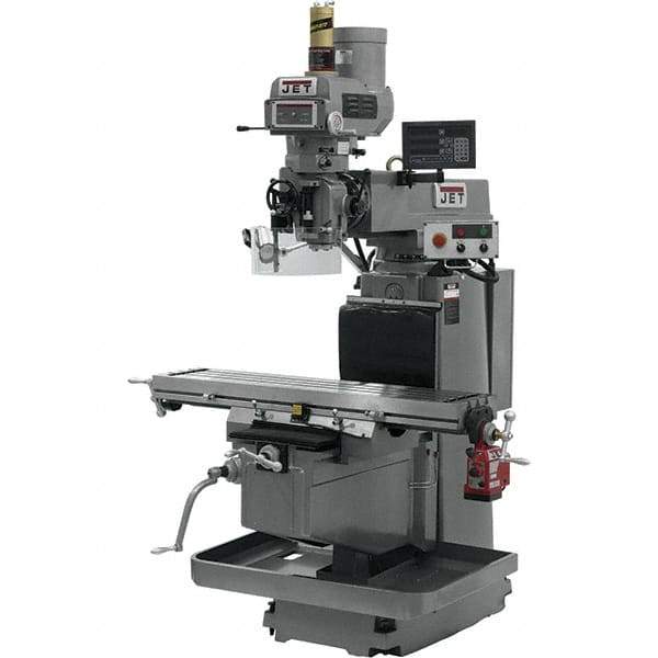 Jet - 54" Table Width x 12" Table Length, Electronic Variable Speed Control, 3 Phase Knee Milling Machine - NST40 Spindle Taper, 5 hp - USA Tool & Supply