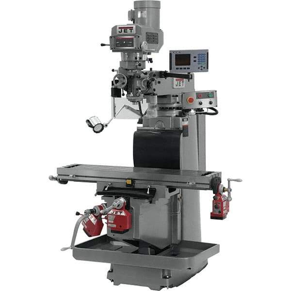 Jet - 54" Table Width x 12" Table Length, Electronic Variable Speed Control, 3 Phase Knee Milling Machine - R8 Spindle Taper, 5 hp - USA Tool & Supply