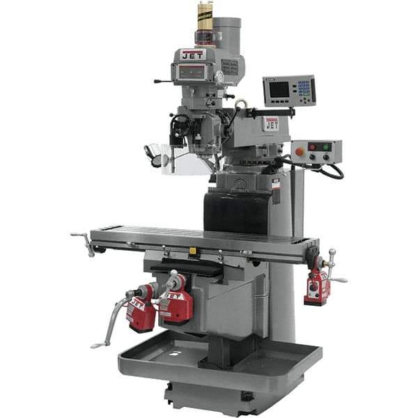 Jet - 54" Table Width x 12" Table Length, Electronic Variable Speed Control, 3 Phase Knee Milling Machine - NST40 Spindle Taper, 5 hp - USA Tool & Supply