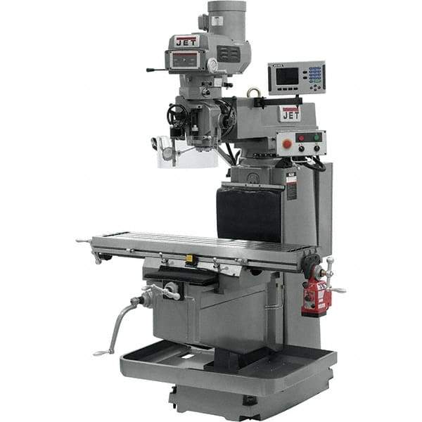 Jet - 54" Table Width x 12" Table Length, Electronic Variable Speed Control, 3 Phase Knee Milling Machine - NST40 Spindle Taper, 5 hp - USA Tool & Supply