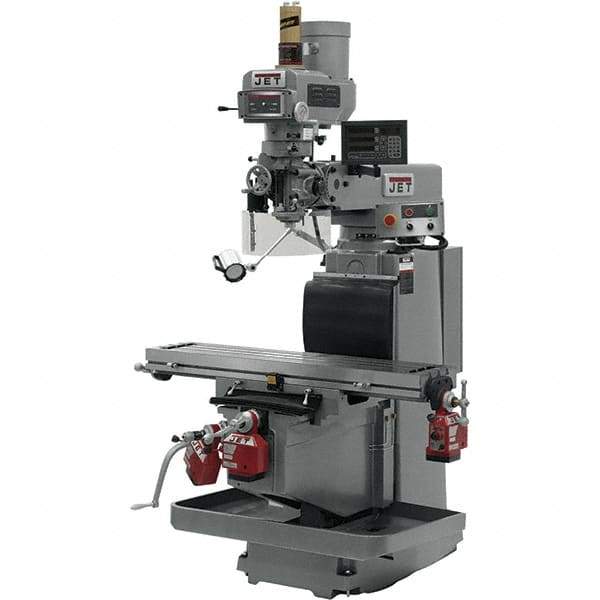 Jet - 54" Table Width x 12" Table Length, Electronic Variable Speed Control, 3 Phase Knee Milling Machine - R8 Spindle Taper, 5 hp - USA Tool & Supply