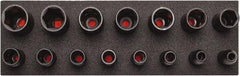 Proto - 15 Piece 1/2" Drive Black Finish Deep Well Socket Set - 6 Points, 3/8" to 1-1/4" Range, Inch Measurement Standard - USA Tool & Supply