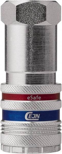 CEJN - 3/8 Female NPT Industrial Pneumatic Hose Safety Coupler - Steel/Brass, 1/2" Body Diam - USA Tool & Supply