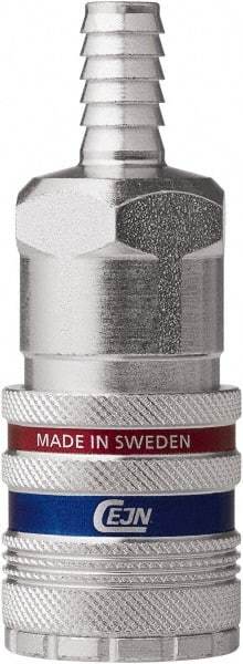 CEJN - Hose Barb Industrial Pneumatic Hose Safety Coupler - Steel/Brass, 1/2" Body Diam, 3/4" Hose ID - USA Tool & Supply