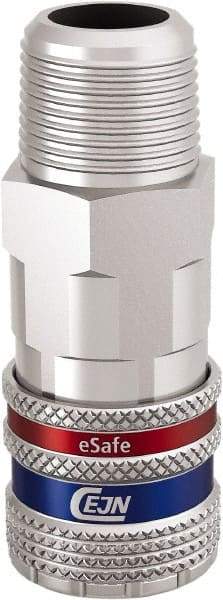 CEJN - 3/8 Male NPT European High Flow Pneumatic Hose Safety Coupler - Steel/Brass, 3/8" Body Diam - USA Tool & Supply