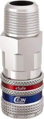 CEJN - 3/8 Male NPT European High Flow Pneumatic Hose Safety Coupler - Steel/Brass, 3/8" Body Diam - USA Tool & Supply