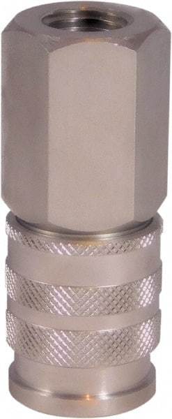 CEJN - 1/4 Female NPT Industrial Pneumatic Hose Coupler - Stainless Steel, 1/4" Body Diam - USA Tool & Supply
