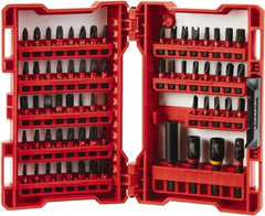 Milwaukee Tool - 65 Piece, Magnetic Bit Holder - 5/64 to 1/4" Hex, #1 to #3, Drilling/Screwdriving Utility Accessory Set Kit, 1/4" Hex Drive, Phillips, Slotted, Torx, Square Point - USA Tool & Supply