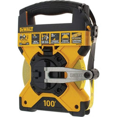 DeWALT - 100' x 3/4" Yellow Fiberglass Blade Tape Measure - 1/8" Graduation, Yellow/Black ABS Plastic Case - USA Tool & Supply