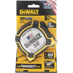 DeWALT - 35' x 1-1/4" Yellow Steel Blade Tape Measure - 1/16" Graduation, Yellow/Black ABS Plastic Case - USA Tool & Supply