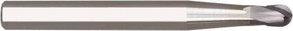 Niagara Cutter - 4mm Diam, 4mm LOC, 2 Flute Solid Carbide Ball End Mill - AlTiN Finish, Single End, 100mm OAL, 6mm Shank Diam, Spiral Flute - USA Tool & Supply