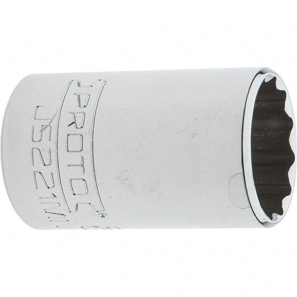 Proto - 3/8" Drive, Intermediate Hand Socket - 12 Points, 1-25/32" OAL, Steel, Full Polish Finish - USA Tool & Supply