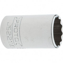 Proto - 3/8" Drive, Intermediate Hand Socket - 12 Points, 1-25/32" OAL, Steel, Full Polish Finish - USA Tool & Supply