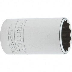 Proto - 3/8" Drive, Intermediate Hand Socket - 12 Points, 1-25/32" OAL, Steel, Full Polish Finish - USA Tool & Supply