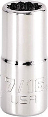 Proto - 7/16", 3/8" Drive, Intermediate Hand Socket - 12 Points, 1-25/32" OAL, Steel, Full Polish Finish - USA Tool & Supply