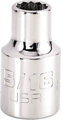 Proto - 5/16", 3/8" Drive, Intermediate Hand Socket - 12 Points, 1-15/64" OAL, Steel, Full Polish Finish - USA Tool & Supply