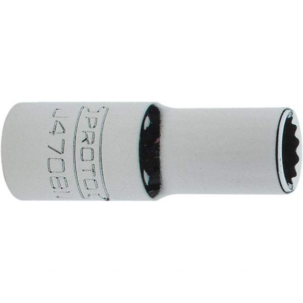 Proto - 1/4", 3/8" Drive, Intermediate Hand Socket - 12 Points, 1-15/64" OAL, Steel, Full Polish Finish - USA Tool & Supply