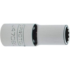 Proto - 1/4", 3/8" Drive, Intermediate Hand Socket - 12 Points, 1-15/64" OAL, Steel, Full Polish Finish - USA Tool & Supply