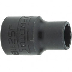 Proto - 11/32", 3/8" Drive, Intermediate Hand Socket - 12 Points, 1-7/64" OAL, Steel, Black Finish - USA Tool & Supply