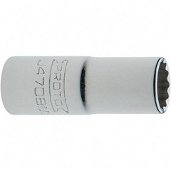 Proto - 1/4" Drive, Intermediate Hand Socket - 12 Points, 1-17/64" OAL, Steel, Full Polish Finish - USA Tool & Supply