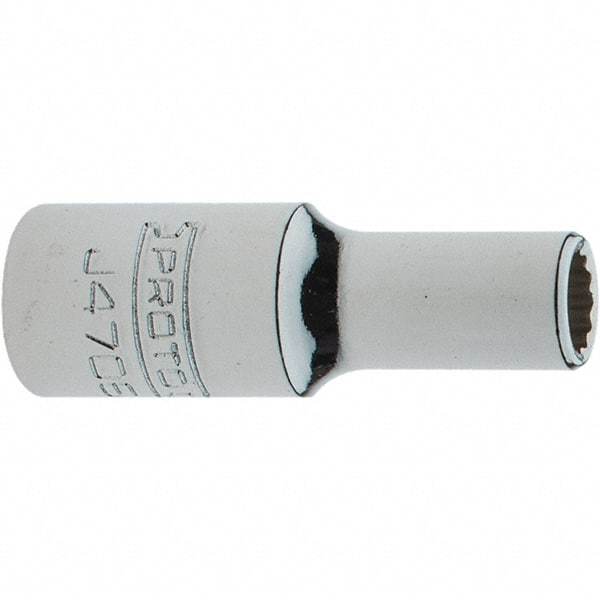 Proto - 1/4" Drive, Intermediate Hand Socket - 12 Points, 1-17/64" OAL, Steel, Full Polish Finish - USA Tool & Supply